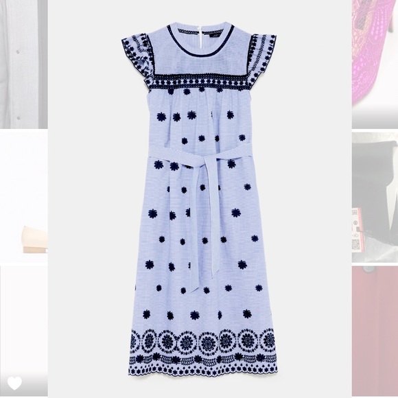 ZARA BLOGGERS FAV EMBROIDERED FLORAL MIDI STRIPED DRESS NEW WITH TAGS MEDIUM - Picture 8 of 14